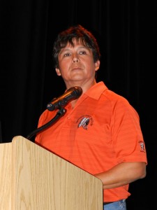 Chief Clarence Louie giving a speech at the Desert Cultural Centre in Osoyoos, to mark the beginning of the 2011 Osoyoos Lake Water Science Forum