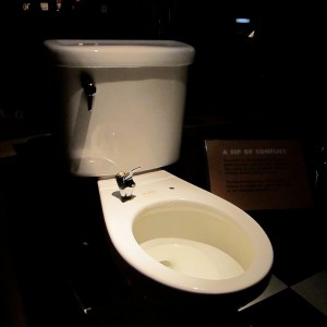 Toilet drinking fountain